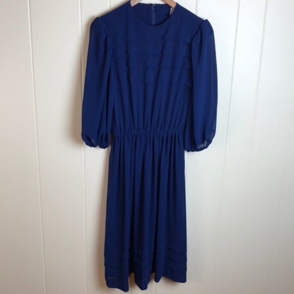 Vintage Dresses & Skirts - Vintage 70s/80s Long Sleeve Secretary Style Dress
